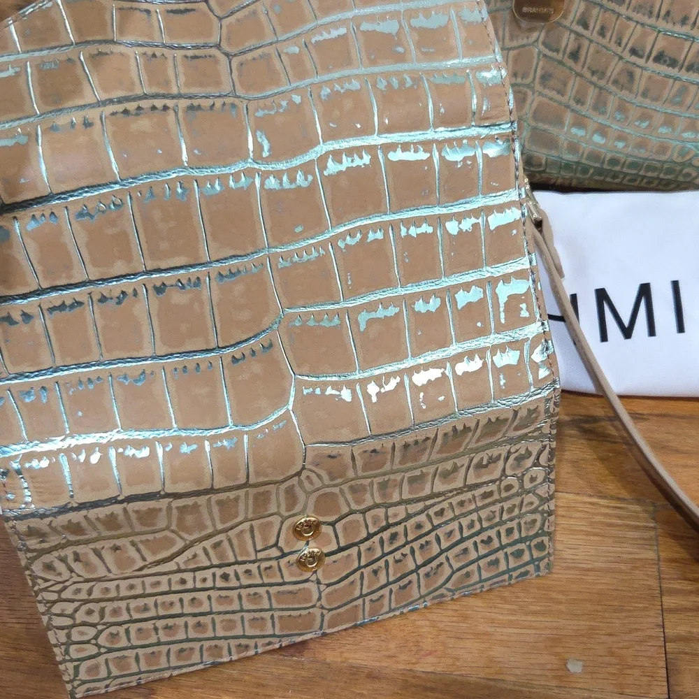 💛▪️Brahmin▪️small Caroline Mineral Blue Fremont Satchel + Veronica wallet Set
